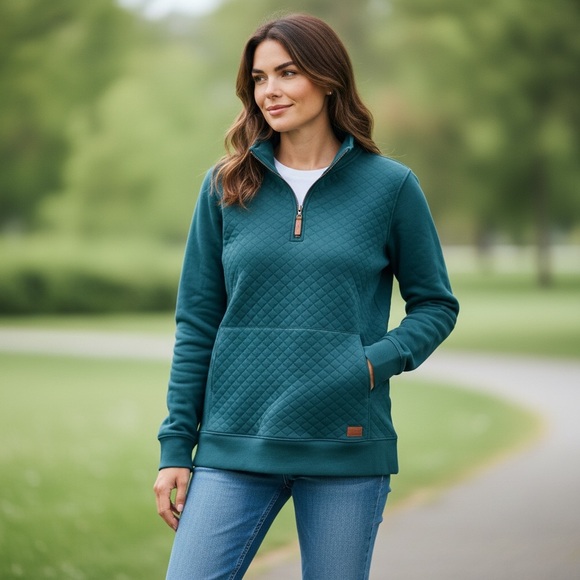 L.L. Bean Tops - L.L. Bean Teal Quilted Women's Hoodie